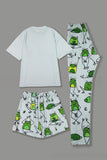 Light Green Cute Animal Printed Short Sleeves Matching Family Pajamas
