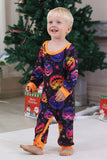 Black Ghost Pumpkin Printed Long Sleeves Halloween Family Matching Pajamas