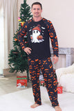 Navy Ghost Printed Long Sleeves Family Halloween Pajamas