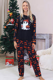 Navy Ghost Printed Long Sleeves Family Halloween Pajamas