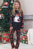 Navy Ghost Printed Long Sleeves Family Halloween Pajamas