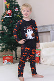 Navy Ghost Printed Long Sleeves Family Halloween Pajamas
