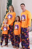 Orange Ghost Printed Long Sleeves Family Halloween Pajamas