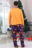 Orange Ghost Printed Long Sleeves Family Halloween Pajamas