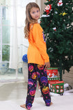 Orange Ghost Printed Long Sleeves Family Halloween Pajamas