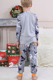 Grey Printed Long Sleeves Family Halloween Matching Pajamas