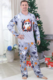 Grey Printed Long Sleeves Family Halloween Matching Pajamas