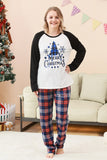 Black and White Plaid Tree Printed Christmas Family Matching Pajamas