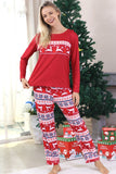 Red Winter Reindeer Printed Christmas Family Matching Pajamas