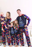 Navy Lights Tree Printed Christmas Family Matching Pajamas