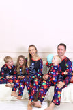 Navy Lights Tree Printed Christmas Family Matching Pajamas