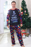 Navy Lights Tree Printed Christmas Family Matching Pajamas