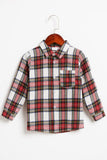 Red Plaid Lapel Long Sleeves Christmas Family Matching Shirts