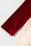 Red Plaid Velvet Long Sleeves Holiday Family Matching Pajamas