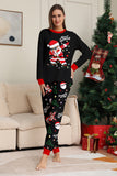 Black Merry Christmas Santa Printed Family Matching Pajamas