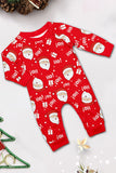 Red Santa Printed Round Neck Christmas Family Matching Pajamas