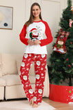 Red Santa Printed Round Neck Christmas Family Matching Pajamas