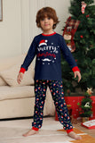 Navy Merry Christmas Printed Family Matching Pajamas
