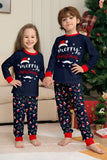 Navy Merry Christmas Printed Family Matching Pajamas