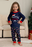 Navy Merry Christmas Printed Family Matching Pajamas