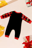 Black Red Christmas Pattern Printed Plaid Family Matching Pajamas