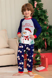Grey Blue Snowman Printed Christmas Family Matching Pajamas