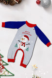 Grey Blue Snowman Printed Christmas Family Matching Pajamas