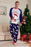Grey Blue Snowman Printed Christmas Family Matching Pajamas