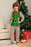 Green Horizontal Stripe Printed Christmas Family Matching Pajamas