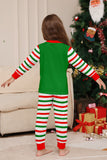 Green Horizontal Stripe Printed Christmas Family Matching Pajamas