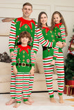 Green Horizontal Stripe Printed Christmas Family Matching Pajamas
