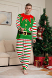 Green Horizontal Stripe Printed Christmas Family Matching Pajamas