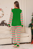 Green Horizontal Stripe Printed Christmas Family Matching Pajamas