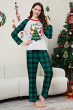 Green Plaid Christmas Tree Pattern Printed Family Matching Pajamas