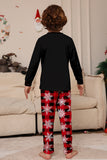 Black Red Reindeer Snowflake Printed Christmas Family Matching Pajamas
