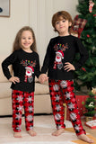 Black Red Reindeer Snowflake Printed Christmas Family Matching Pajamas