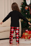 Black Red Reindeer Snowflake Printed Christmas Family Matching Pajamas