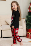 Black Red Reindeer Snowflake Printed Christmas Family Matching Pajamas