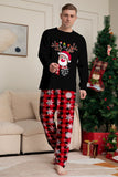 Black Red Reindeer Snowflake Printed Christmas Family Matching Pajamas