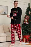 Black Red Reindeer Snowflake Printed Christmas Family Matching Pajamas