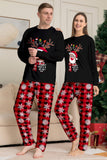 Black Red Reindeer Snowflake Printed Christmas Family Matching Pajamas