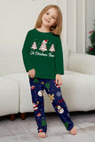Green Blue Tree Printed Long Sleeves Christmas Family Matching Pajamas