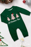 Green Blue Tree Printed Long Sleeves Christmas Family Matching Pajamas
