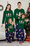 Green Blue Tree Printed Long Sleeves Christmas Family Matching Pajamas