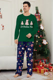 Green Blue Tree Printed Long Sleeves Christmas Family Matching Pajamas