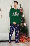 Green Blue Tree Printed Long Sleeves Christmas Family Matching Pajamas