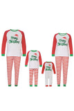 Red and White Stripes Long Sleeve Christmas Family Matching Pajamas Set