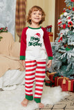 Red and White Stripes Long Sleeve Christmas Family Matching Pajamas Set