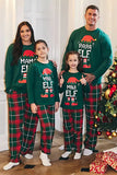 Dark Green Round Neck Christmas Plaid Family Matching Pajamas Set