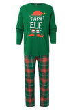 Dark Green Round Neck Christmas Plaid Family Matching Pajamas Set
